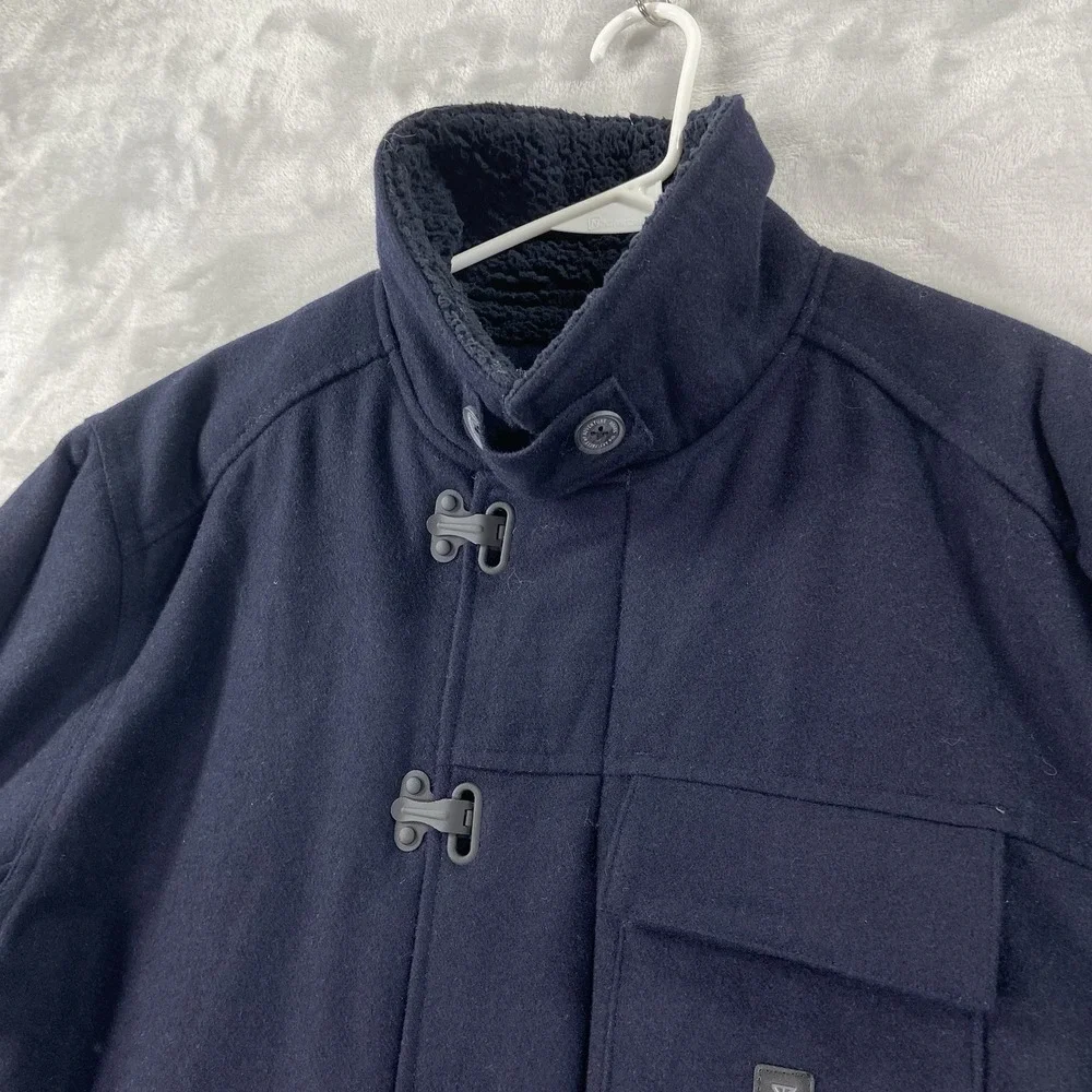 Roark Axeman Jacket Mens Large Full Zip Sherpa Lined Chore Wool Blend Clasp Blue